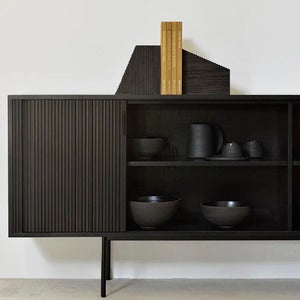 Grooves bokstöd lackad mörkbrun mahogny-set om 2