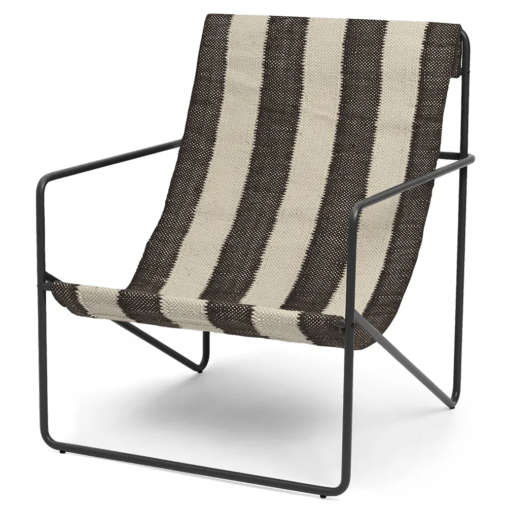 Produktfoto för Ferm Living - Desert Chair - Fåtölj - Black/Off-white/Chocolate - W63 x H77,5 x D66 cm