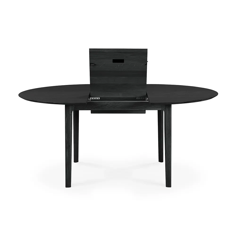 Bok Matbord Ø129-179 Svartlackad ek