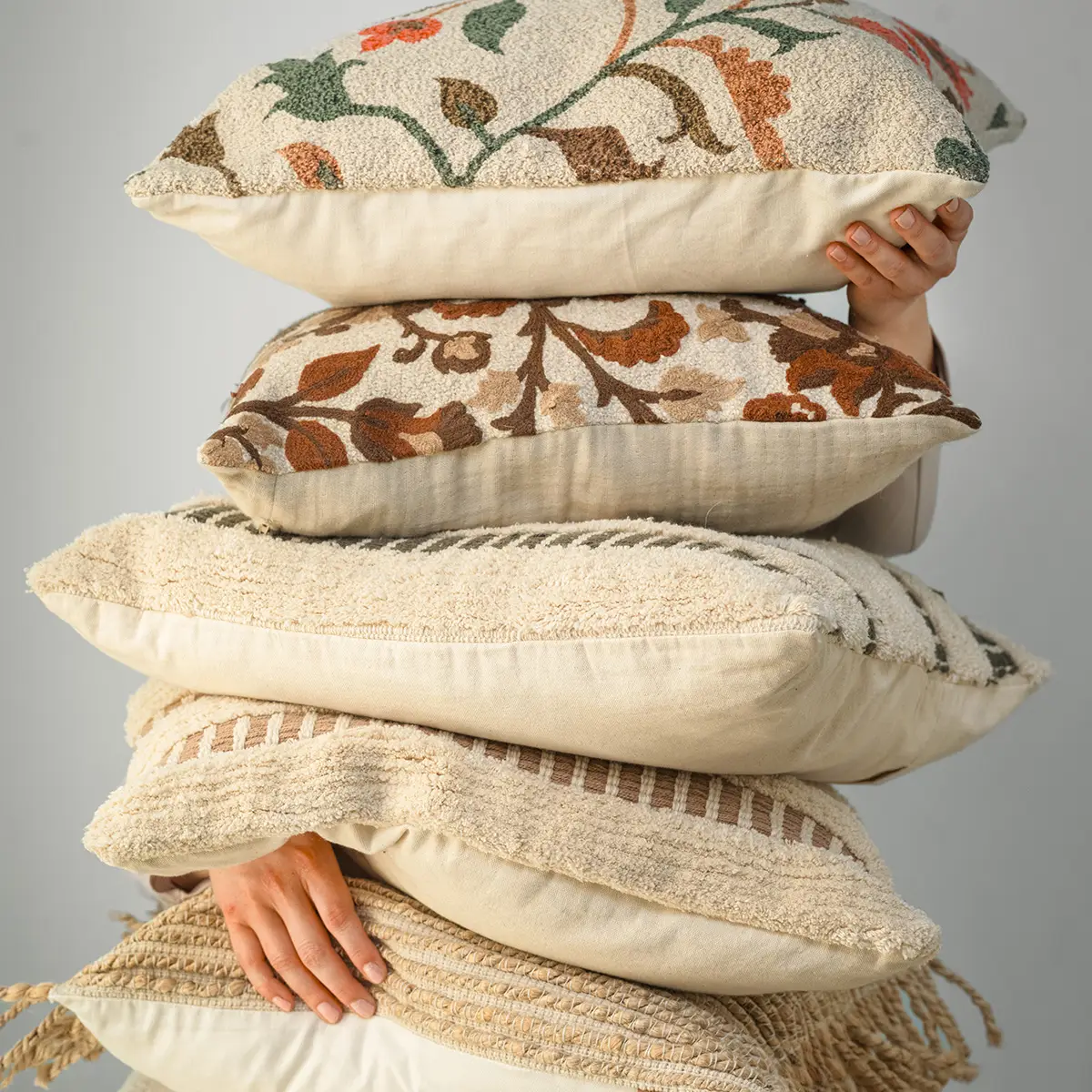 AGNES Kuddfodral brun/vit