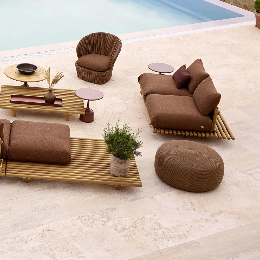 Circle fotpall extra stor Umber brown Soft Rope