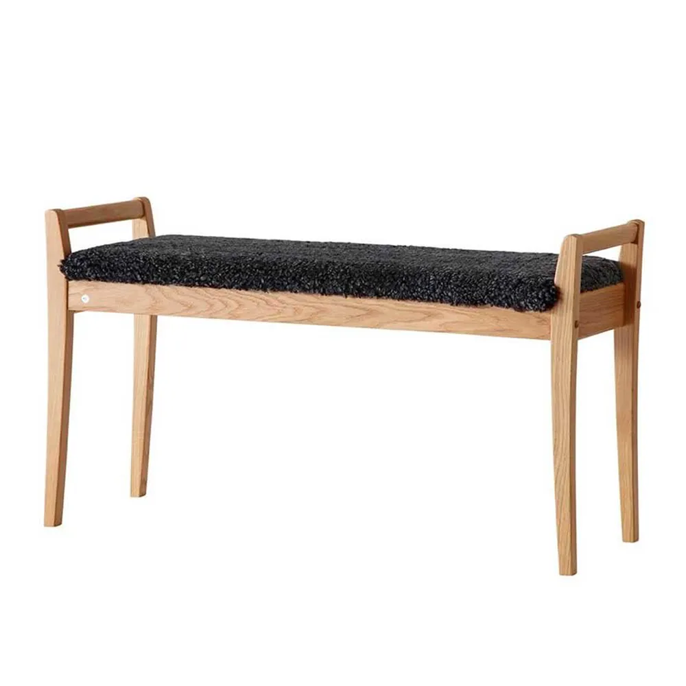 Oscarssons Möbel, Meja Bänk Oljad Ek/Fårskinn Mörkgrå