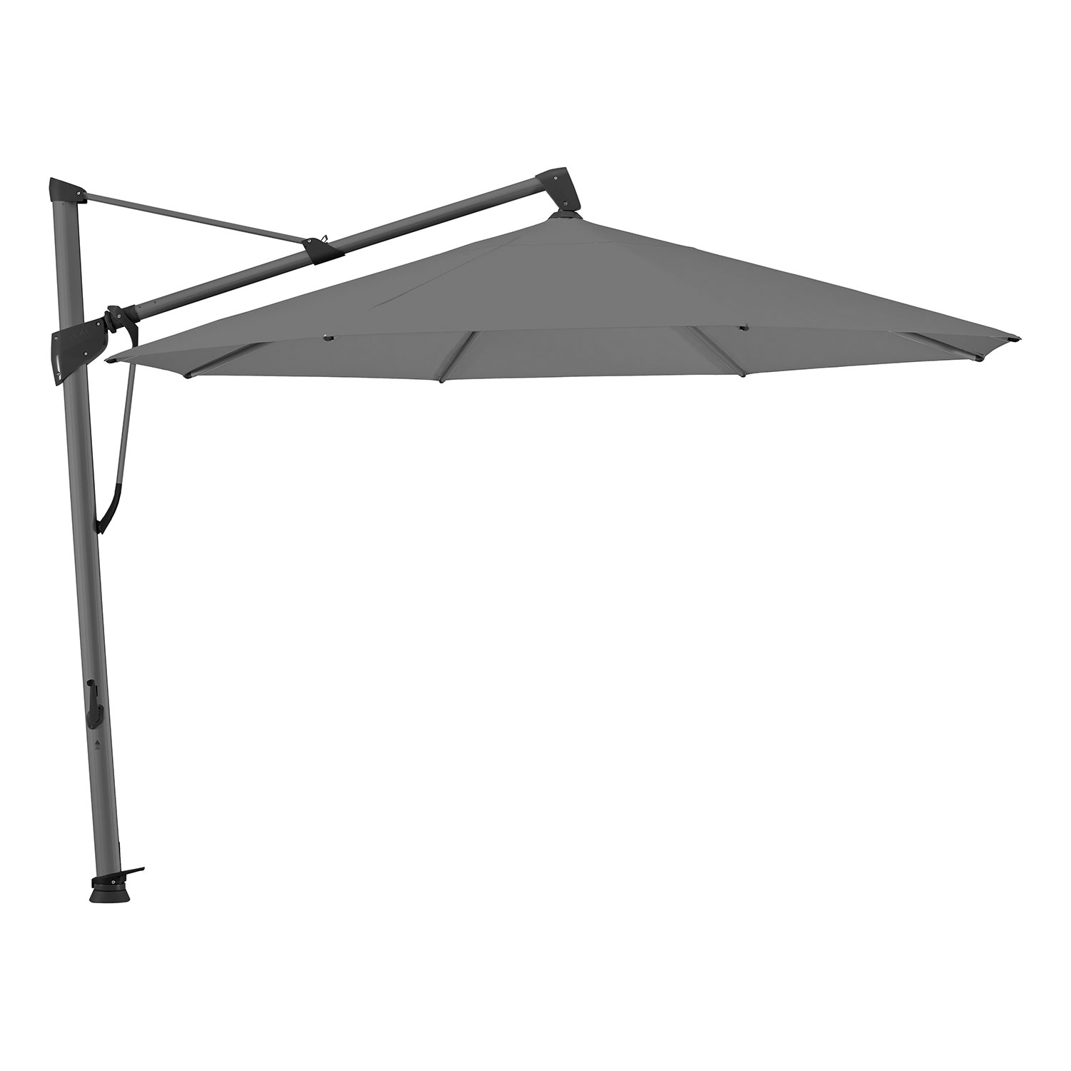 Glatz Sombrano easy frihängande parasoll 350 cm kat.2 antracite alu / 157 stone grey
