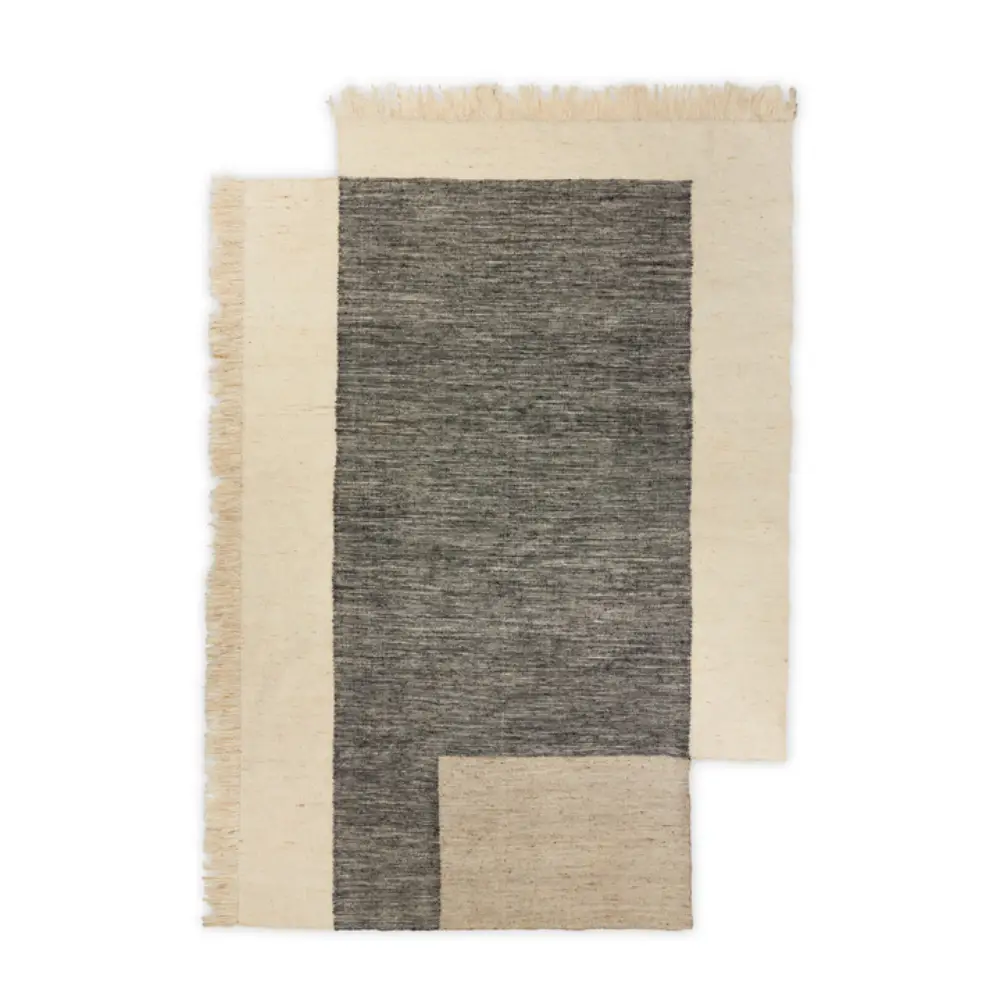 ferm living, counter handvävd ullmatta 200x300 cm - charcoal/off-white