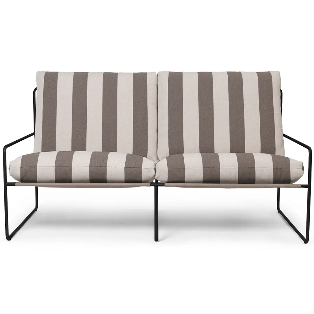 Produktfoto för Ferm Living - Desert 2-seater - Trädgårdssoffa - Stripe - Black/Chocolate - W156 x H78 x D85 cm