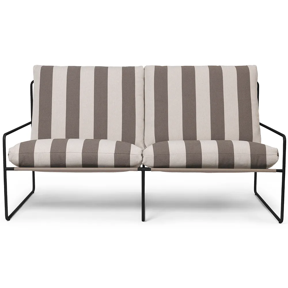 Produktfoto för Ferm Living - Desert 2-seater - Trädgårdssoffa - Stripe - Black/Chocolate - W156 x H78 x D85 cm