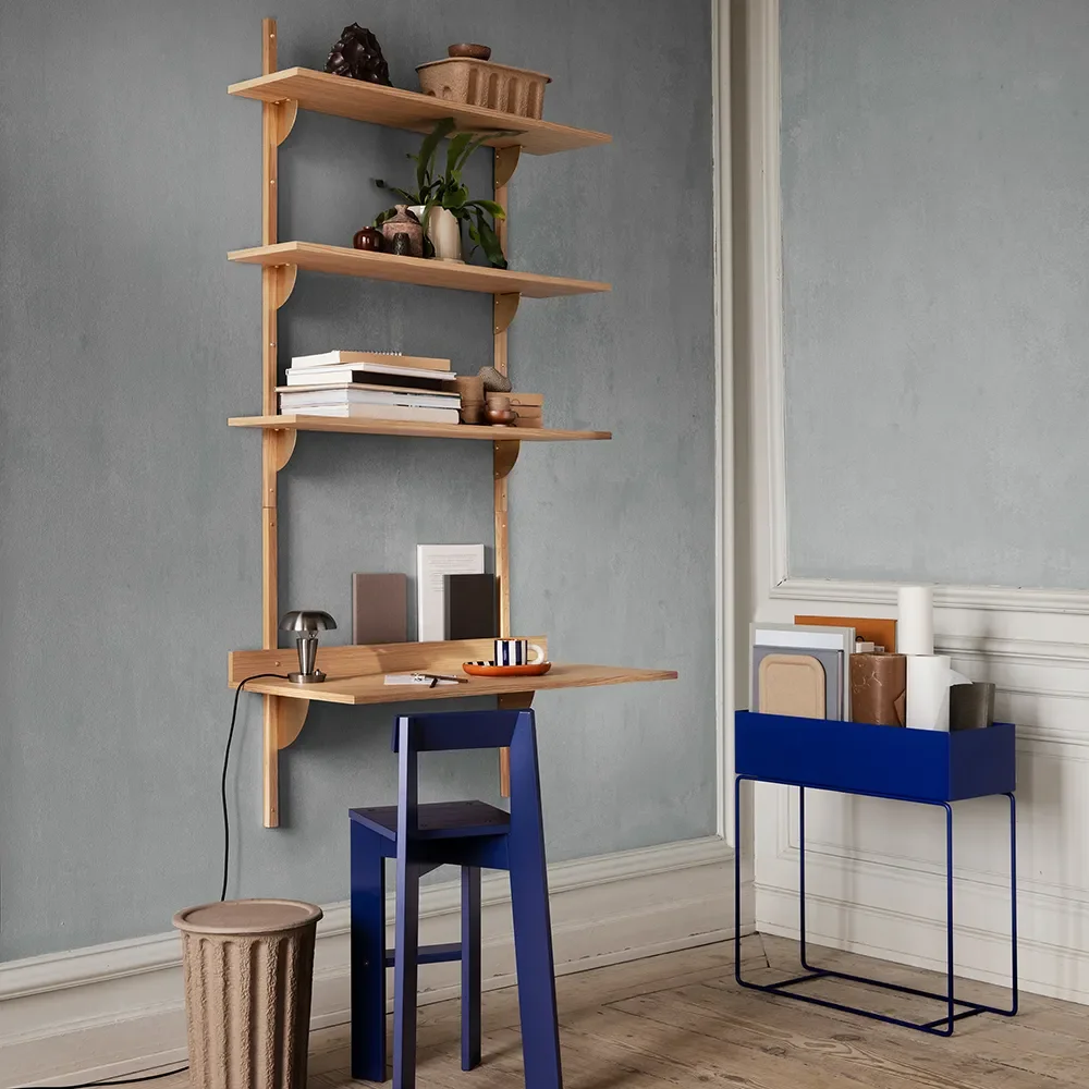 Sector Väggmonterat Skrivbord - Oak/Black Brass