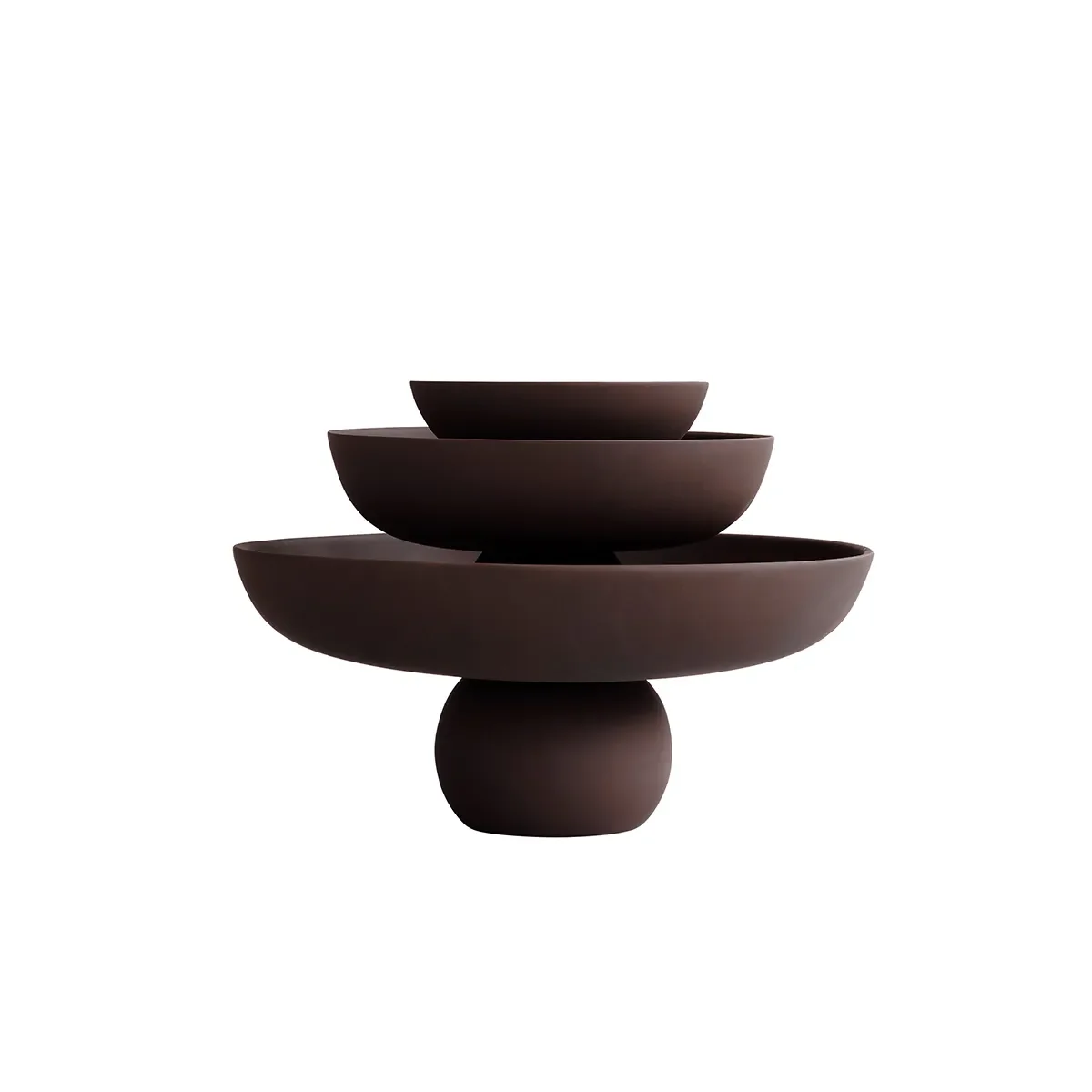 Handmålad dekorationsskål Baburu Mini Chocolate Brown Ø 20 cm