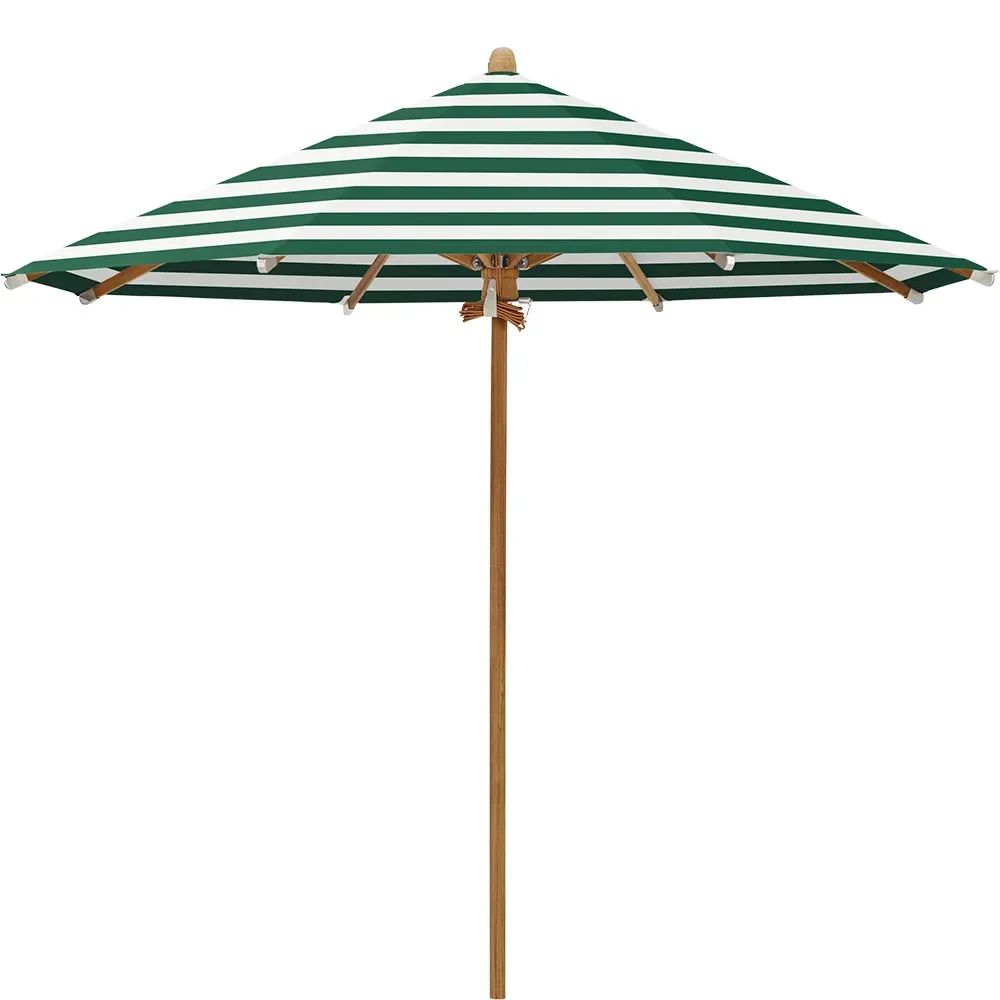 Glatz, Teakwood parasoll 300 cm Kat.5 589 Green Stripe