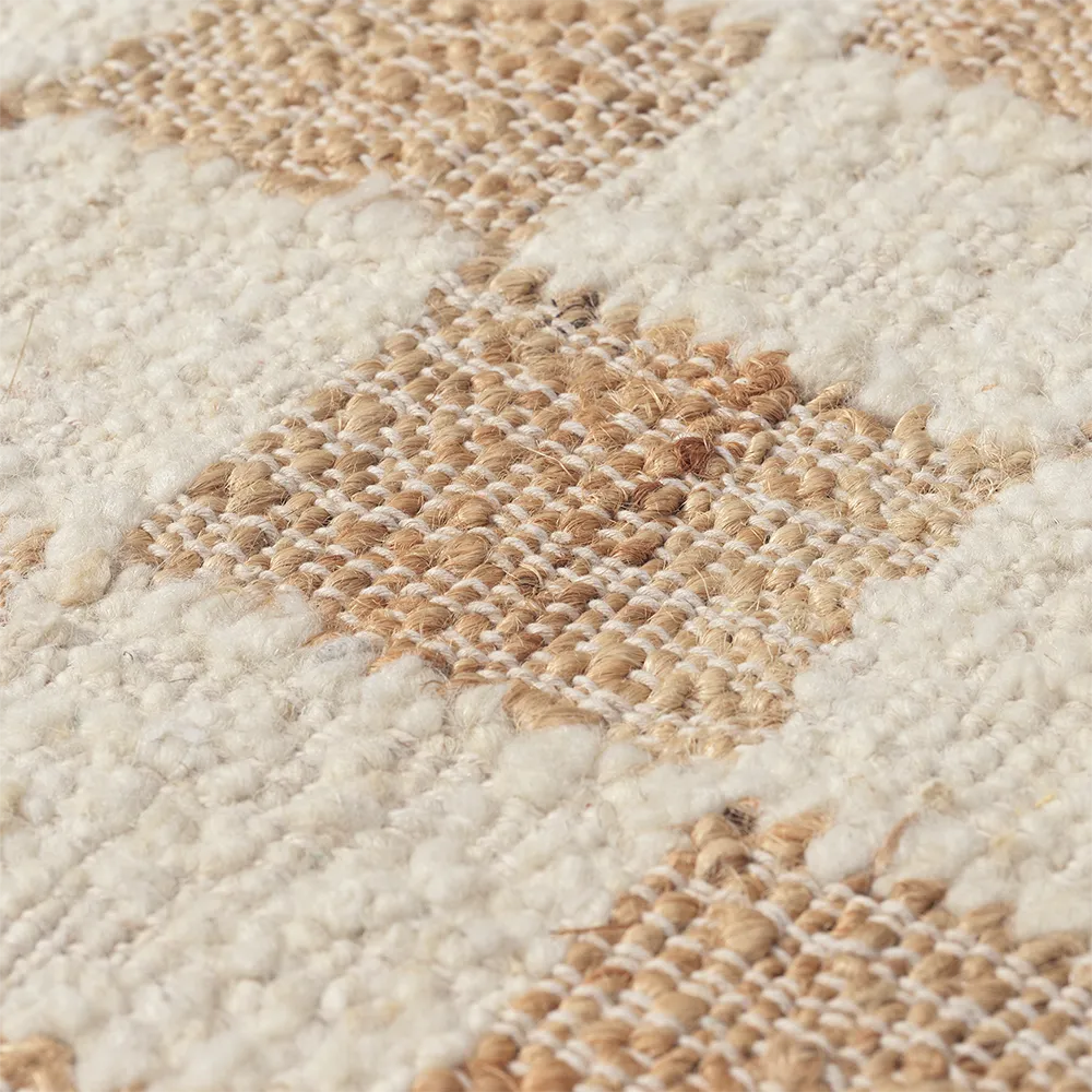 Handvävd Ullmatta Check 200x300 cm Off-White