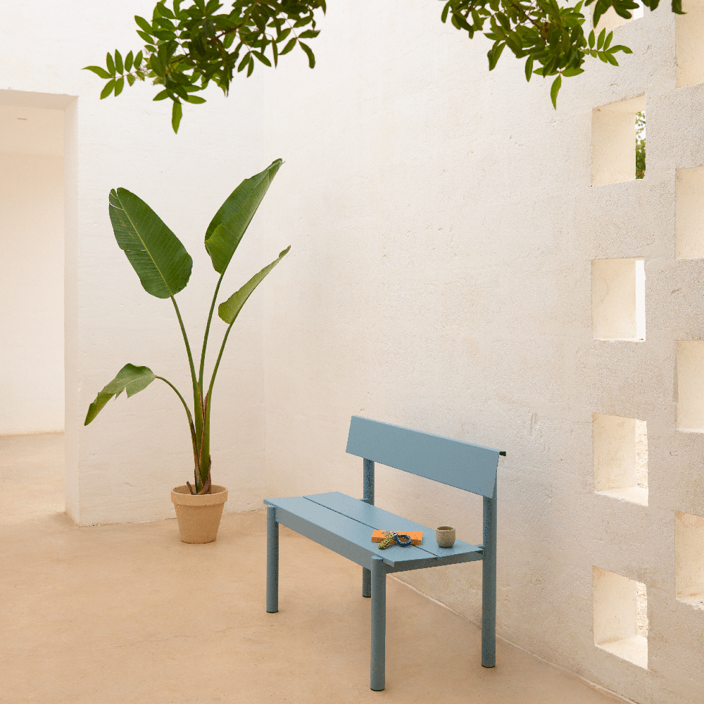 Rät stålbänk 110cm Linear Steel Pale Blue