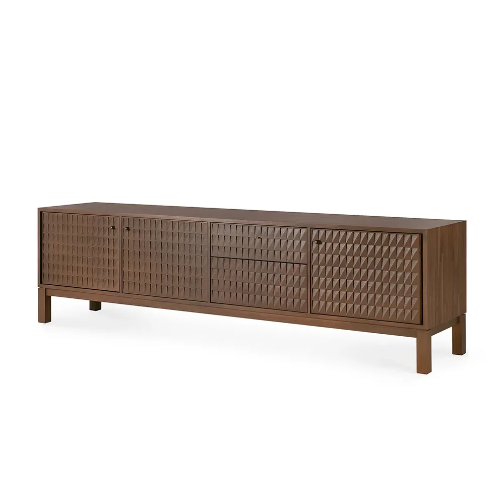 TV-bänk i teak Sono Light Brown L212 cm