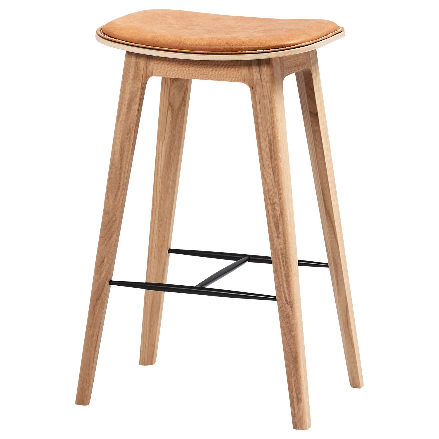 Sackit, Nordic barstol inklusive sömnad låg dunes cognac ek