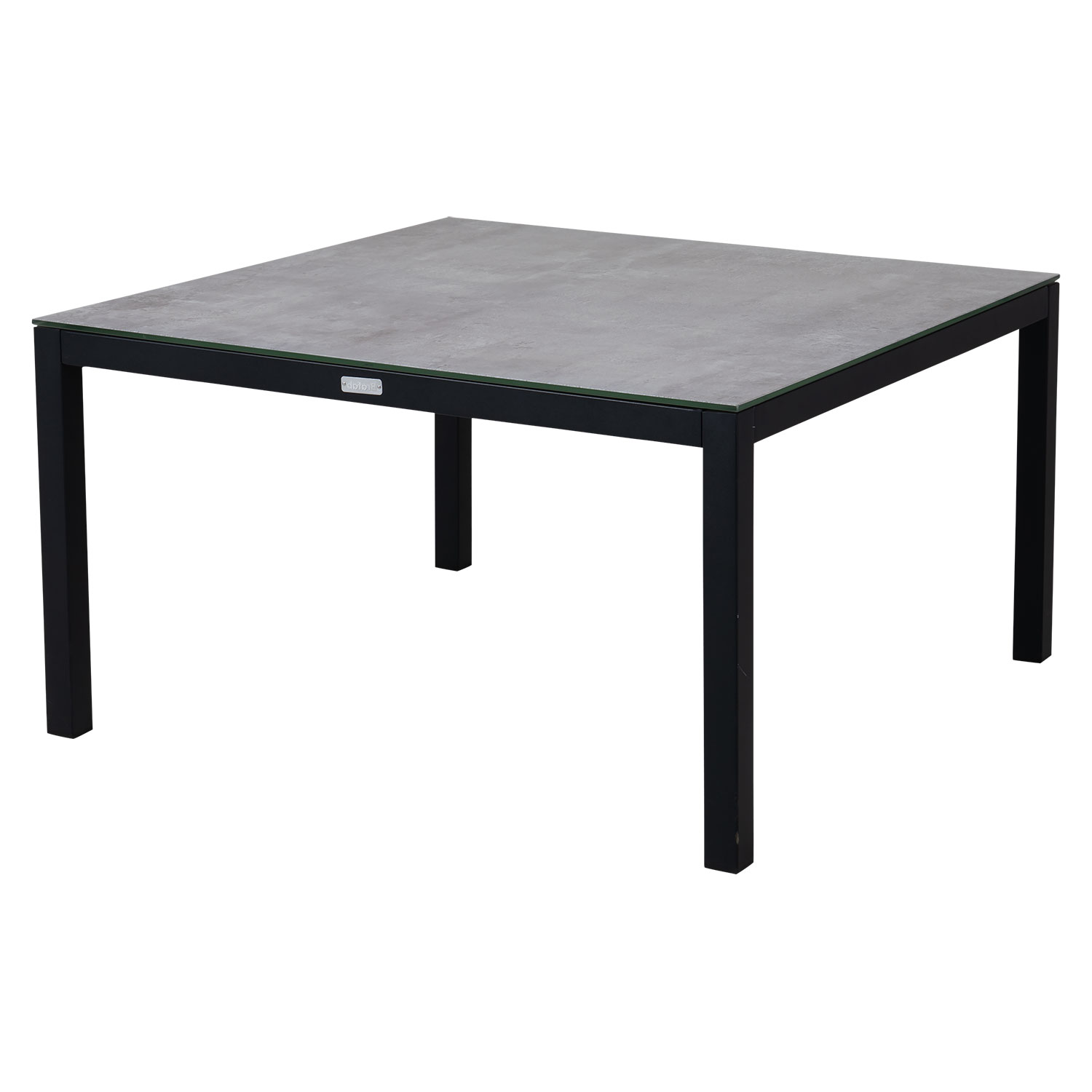 Belfort soffbord svart/grå  aluminium 90×90 3D-printad glasskiva