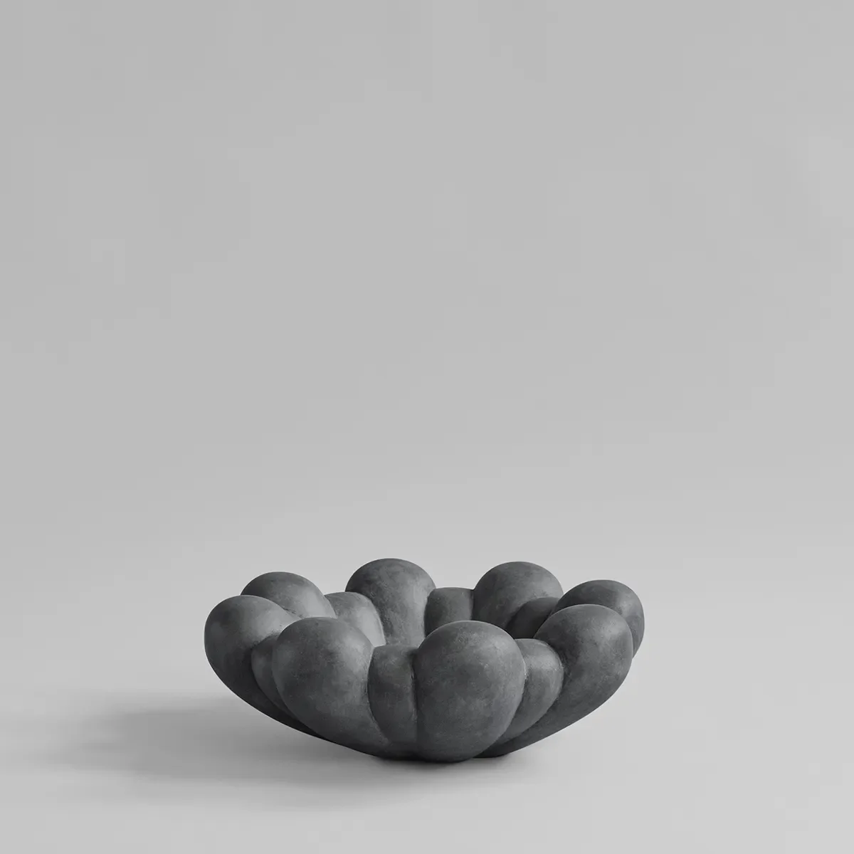 Handgjord Dekorationsskål Bloom Dark Grey Ø 44 cm