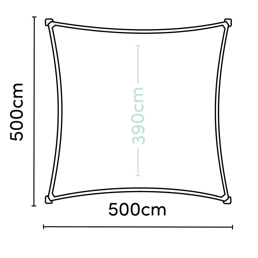 Coolfit solsegel kvadratiskt 500x500cm svart