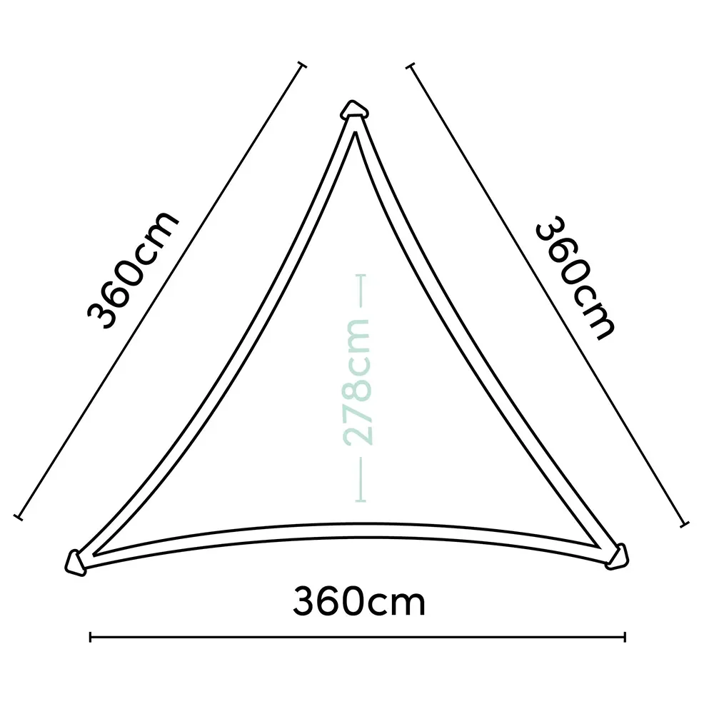 Coolfit solsegel triangulärt 360x360cm grön