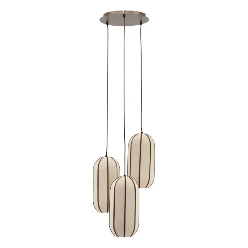 Cocoon cluster round Taklampa 43x43x149 cm IJzer, leer & linnen Natur