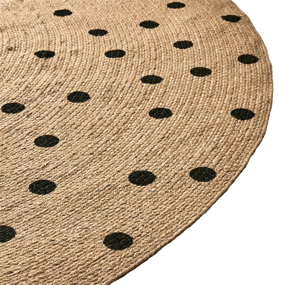 JUNI Matta natur/svart  Ø150 cm