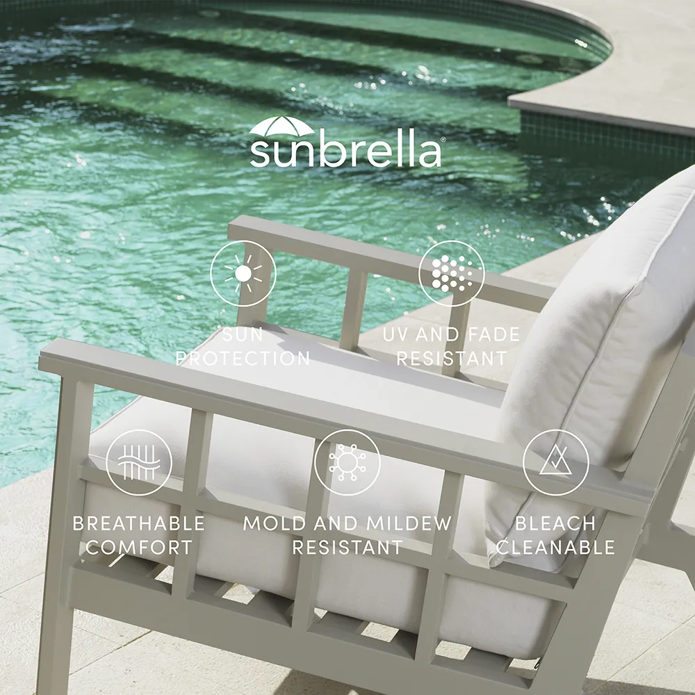 Outdoor Chair Ocean Club white sunbrella mineral blue