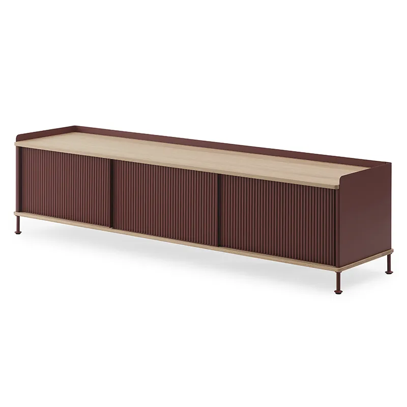 muuto, enfold sideboard 186 x 45 cm  - oiled oak deep red