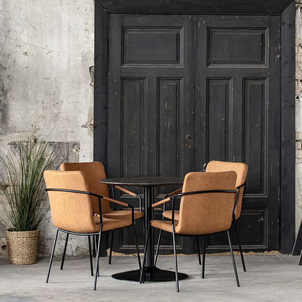 Miles Matbord trumpetfot 80 cm svartbetsad ask