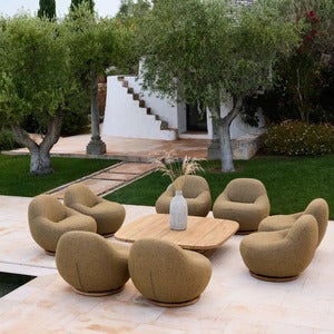 Mellow soffbordunderrede kvadratisk f/bordsskiva 144x144 cm Teak