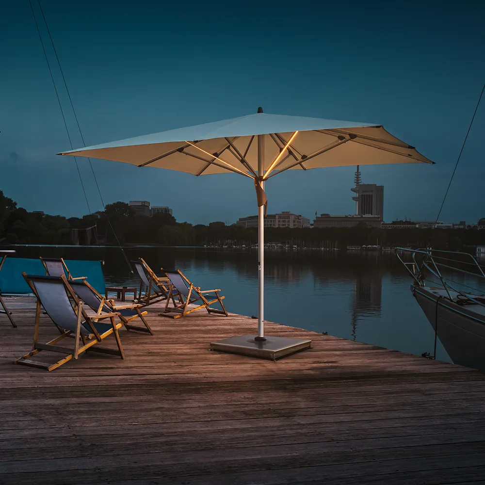 Fortello LED 350x350 cm parasoll alu Cat.5 600 Wave