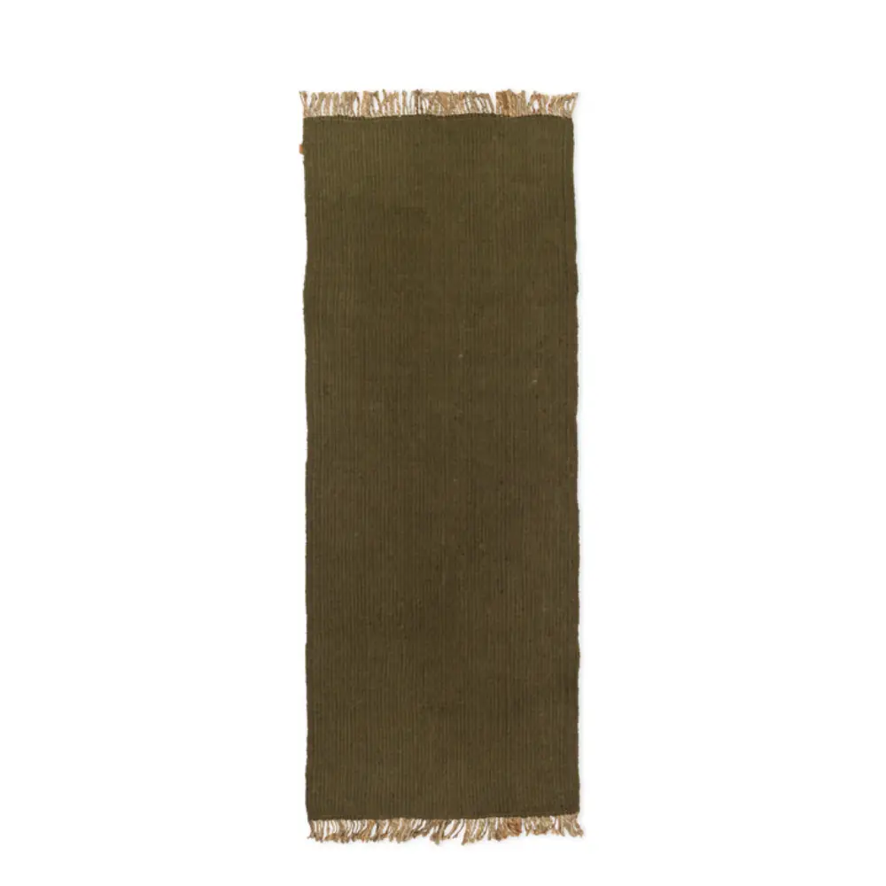 ferm living, block handvävd matta- olive/natural