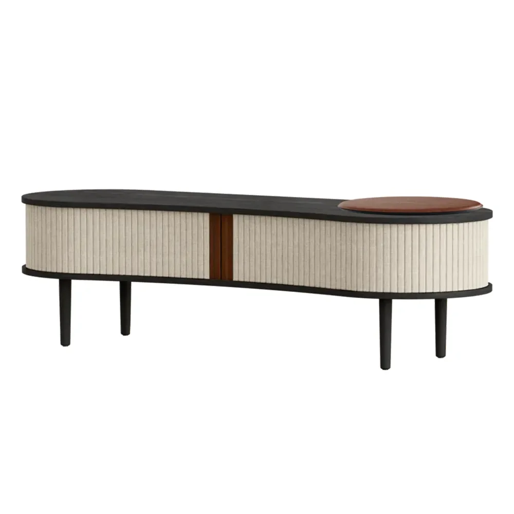 Audacious TV-bänk Svart Ek/White Sands