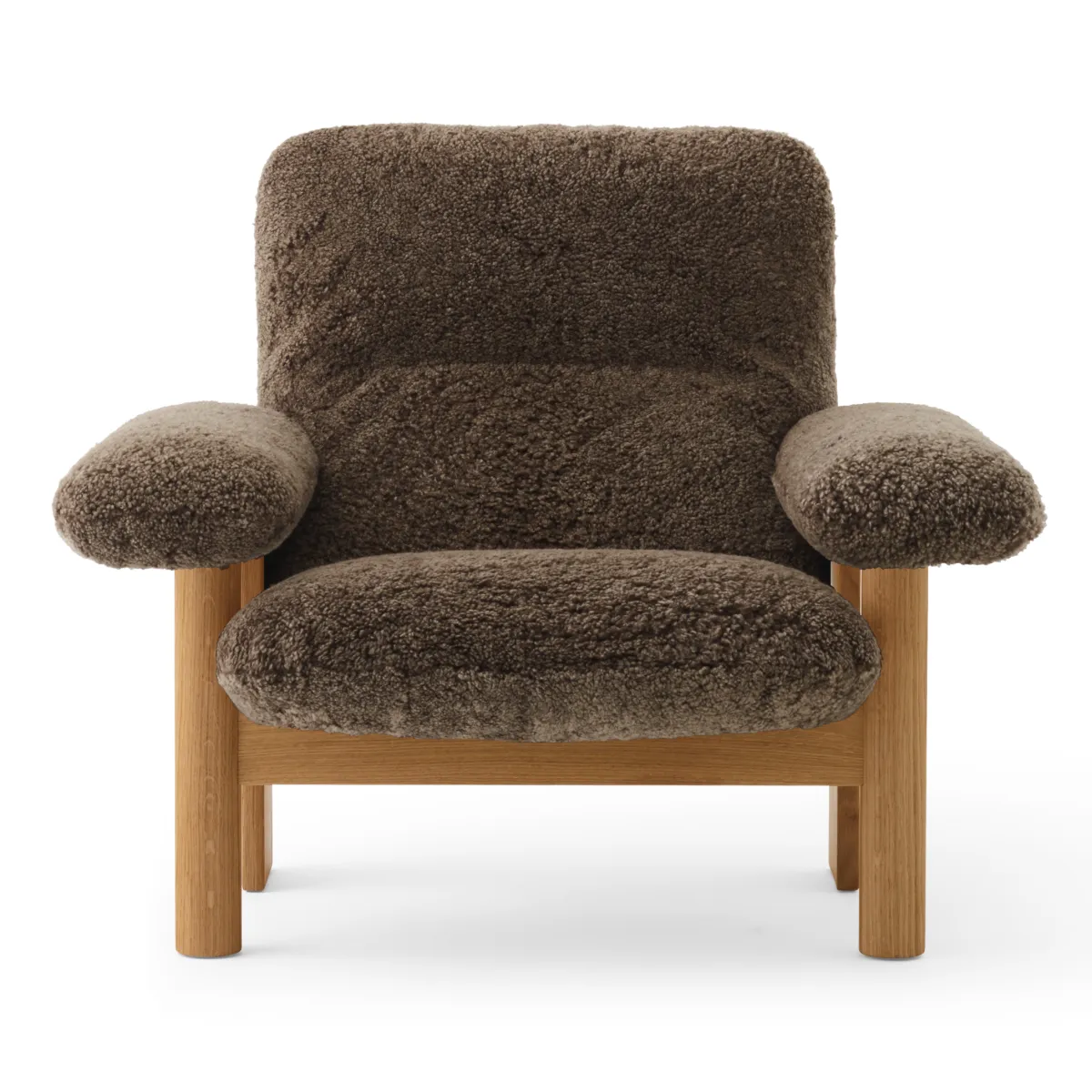 Brasilia loungestol helklädd hög rygg massiv ek natur Sheepskin Nevotex Root