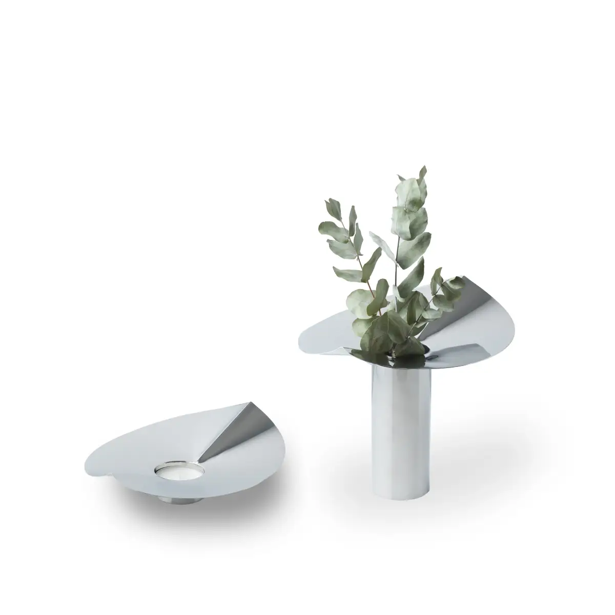 Löv vas/ljushållare silver