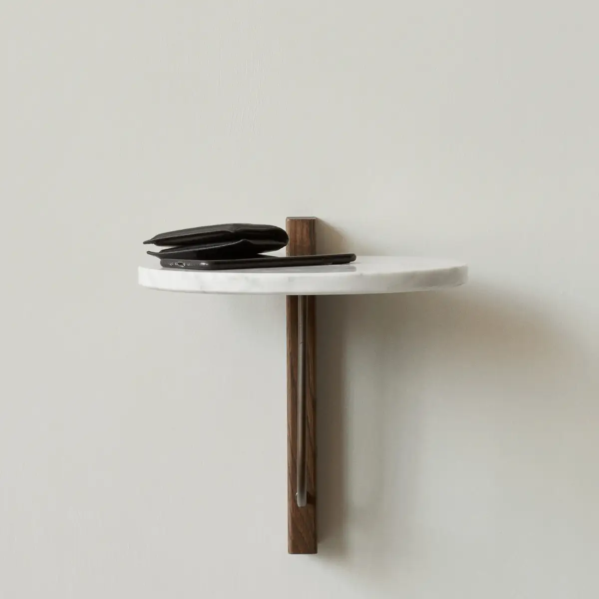 Corbel Rund Hylla Marmor/Mörk Ek
