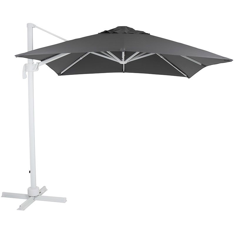 Linz frihängande parasoll 250×250 cm vit/grå Brafab