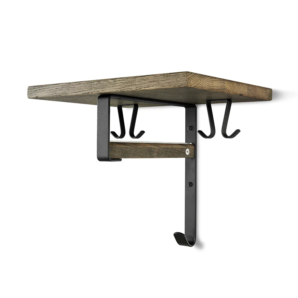 oscarssons möbel, cott hatthylla rökt ek/mattsvart stål