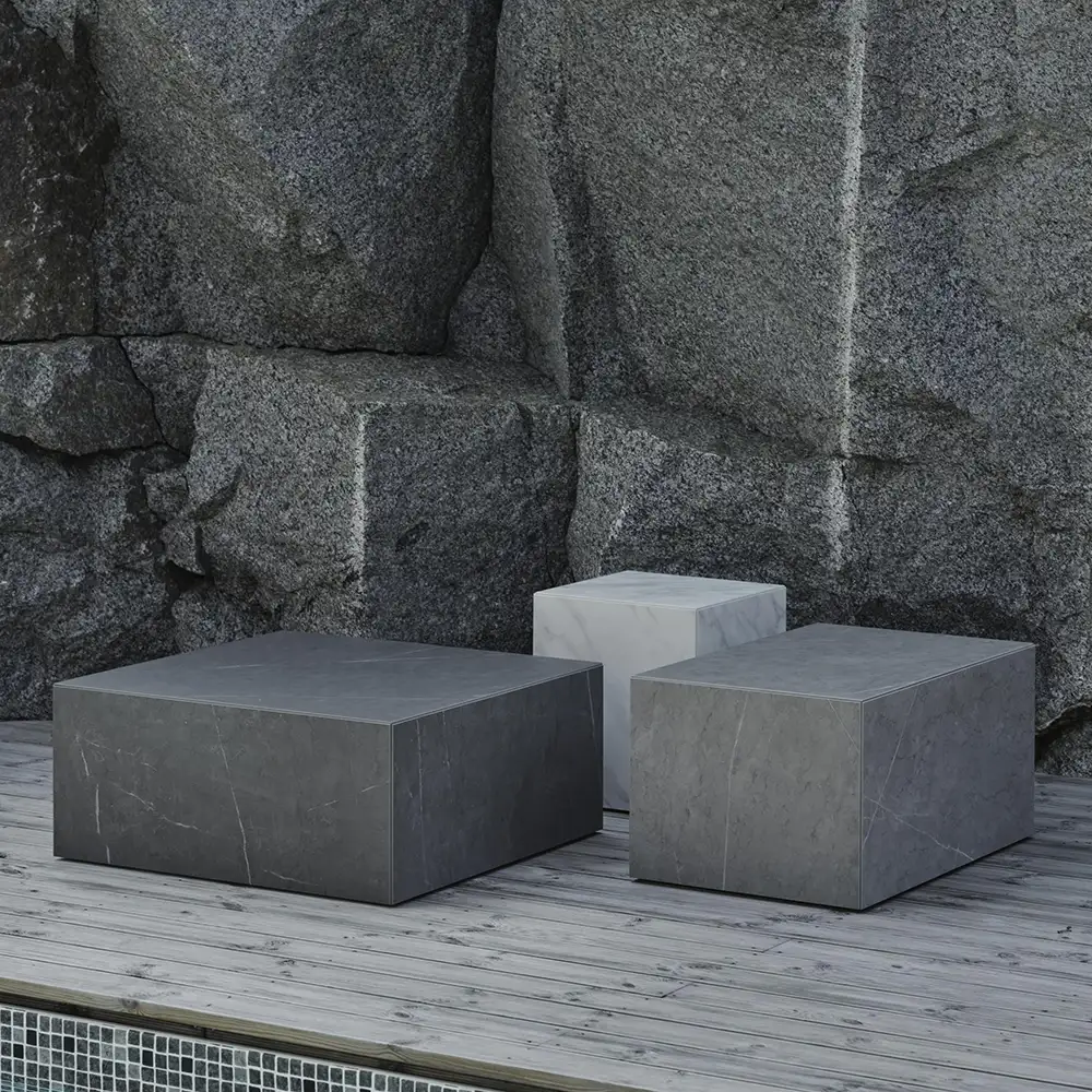 Zten soffbord 80x80 i grå marmor look 