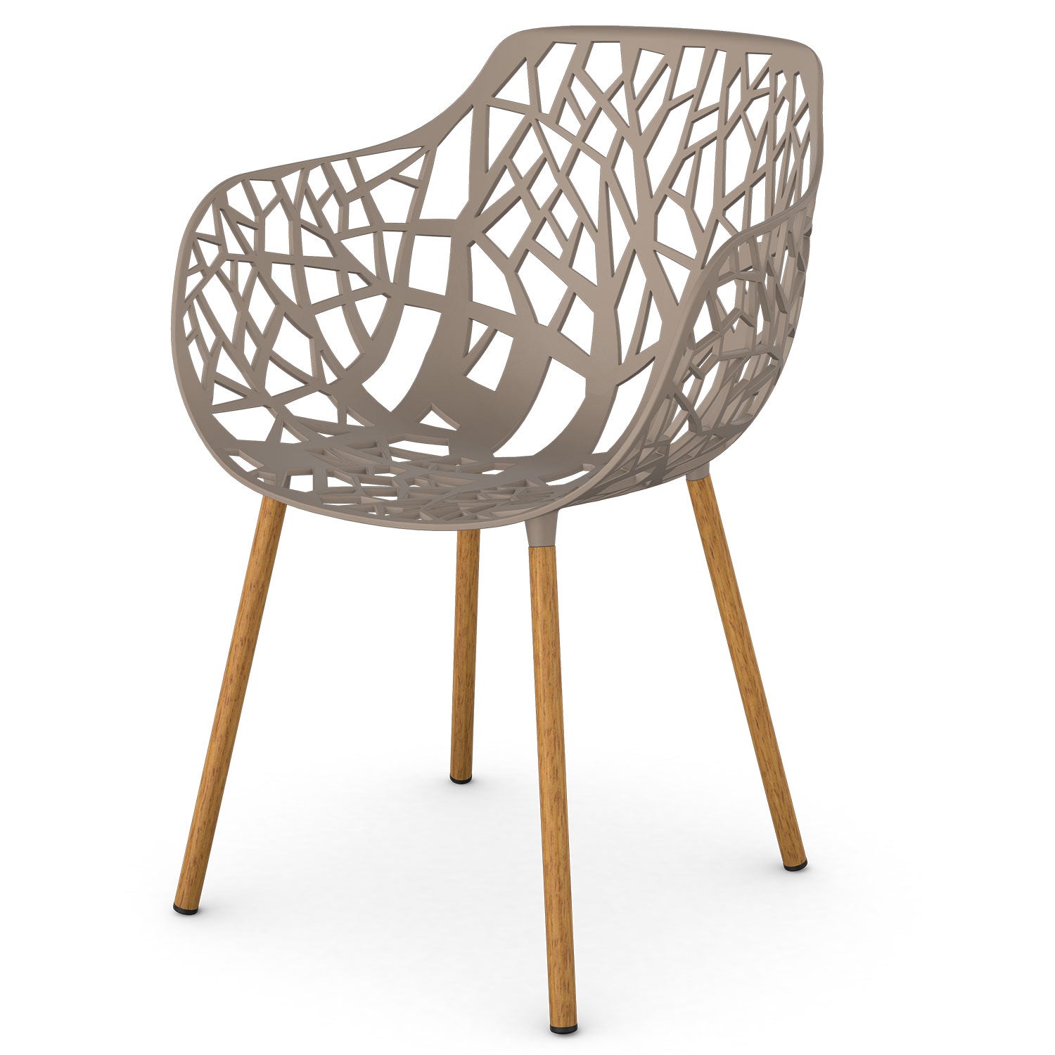 Fast, Forest karmstol med Iroko klädda ben Pearly Gold