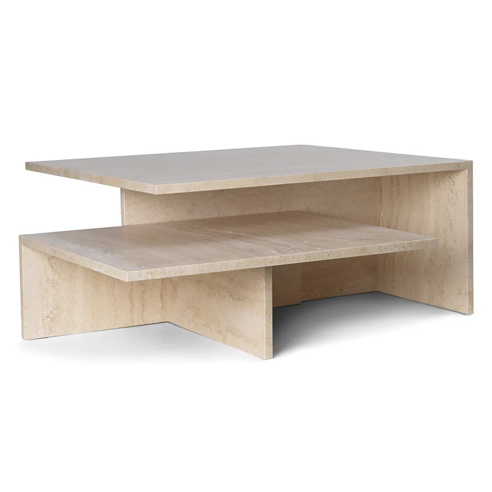 Produktfoto för Ferm Living - Distinct Grande Duo Tables - Soffbord - Distinct Grande Duo Tables - Travertine - W133 x D70 x H35 cm