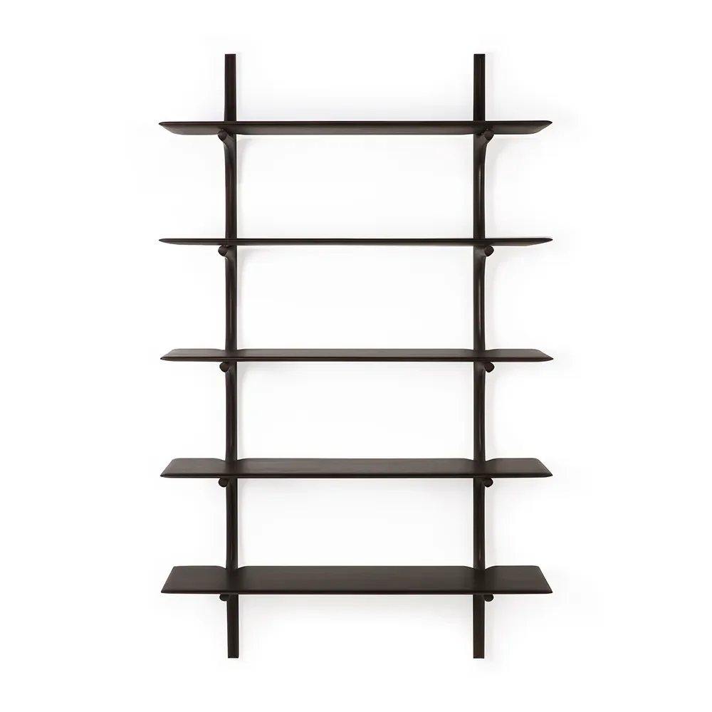 ethnicraft, pi vägghylla mahogany dark brown 5 hyllplan