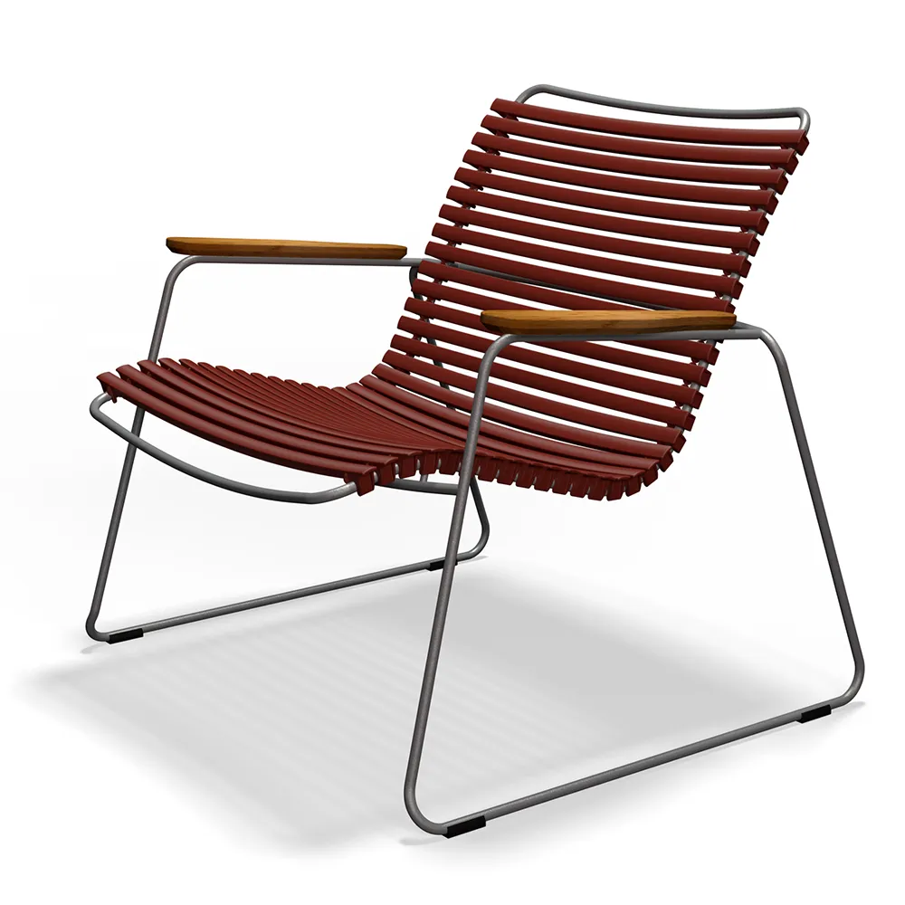 houe, click roomy lounge chair paprika. frame: grey. armrest: bamboo