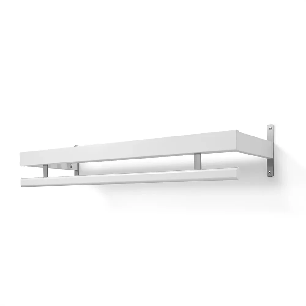 oscarssons möbel, nadja hatthylla 100 cm 1 plan vitlackad björk/slipat stål