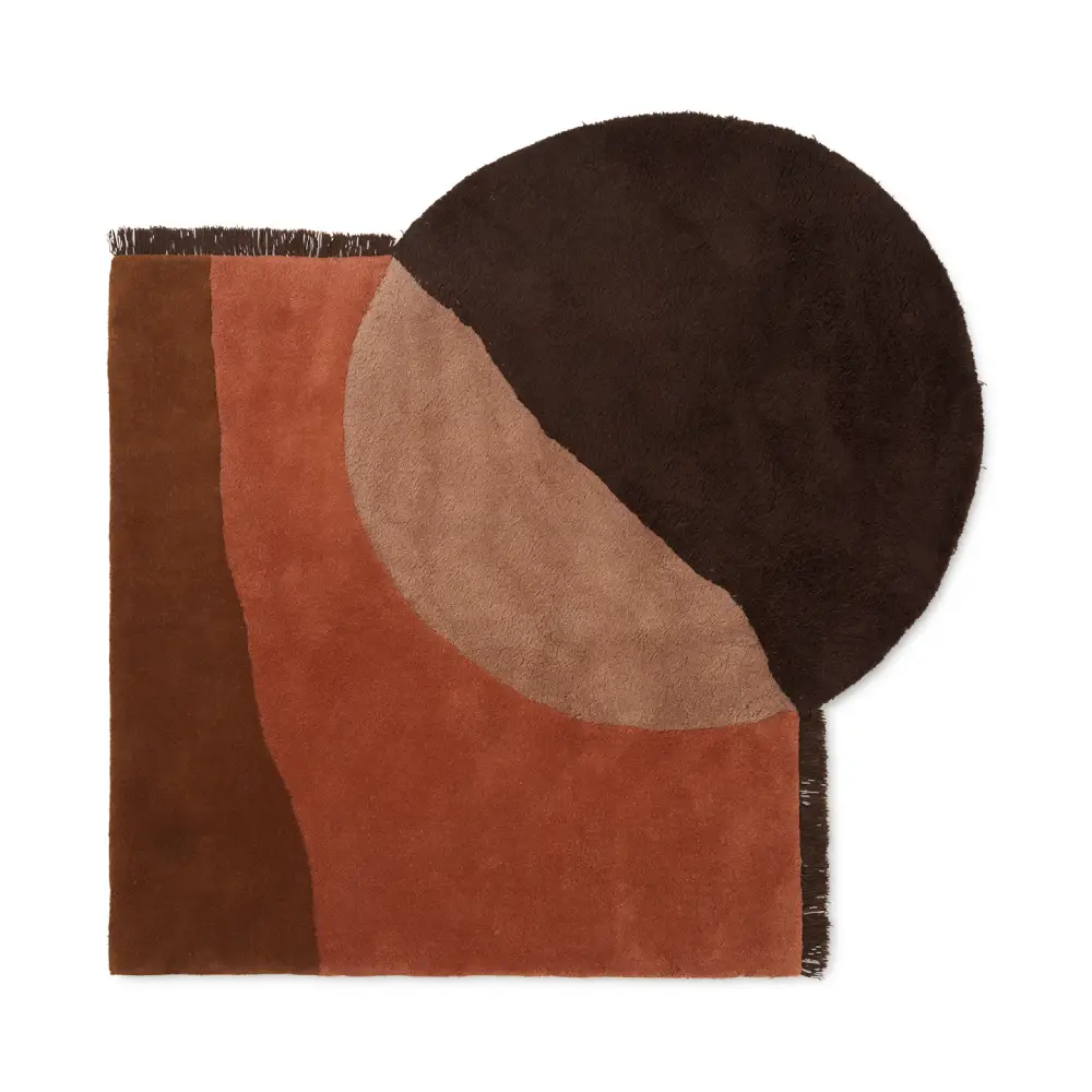 ferm living, view handtuftad matta 180x180 cm - red brown