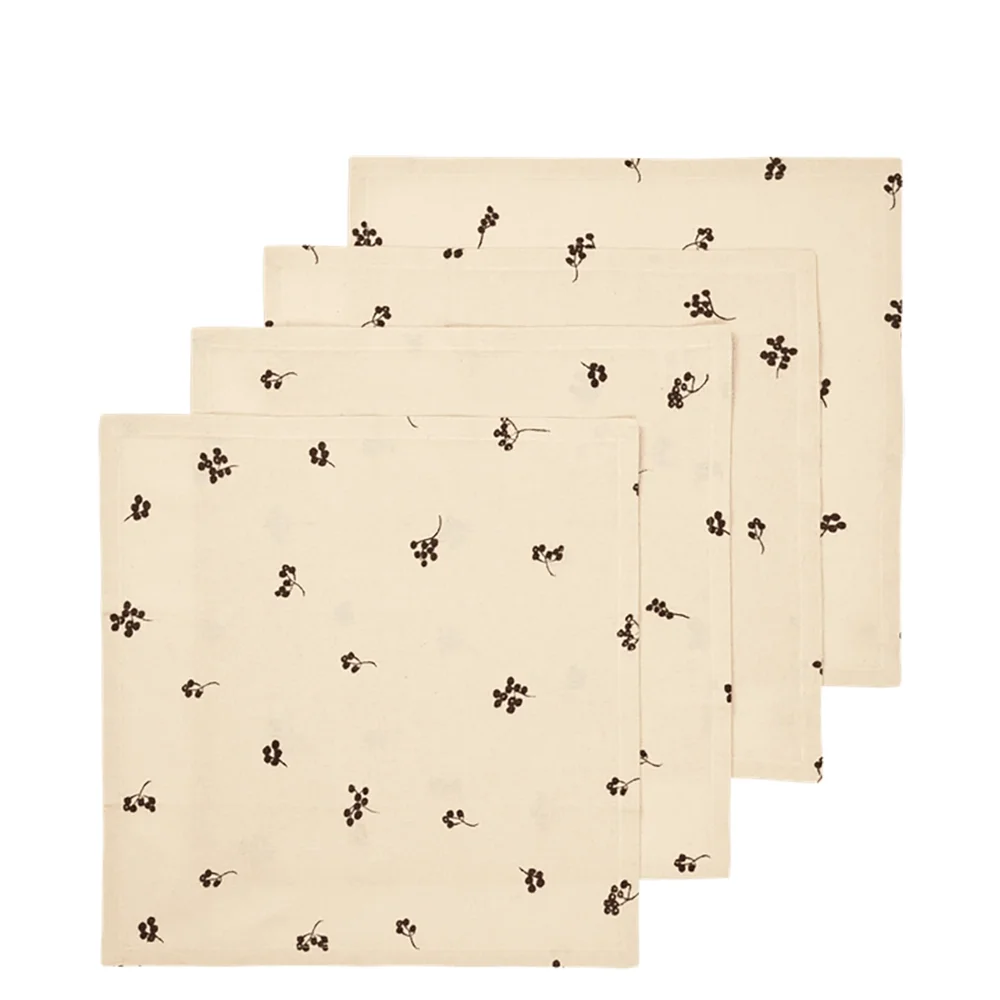 Ferm Living, Baies Servetter 4-pack Natural/Dark Chocolate