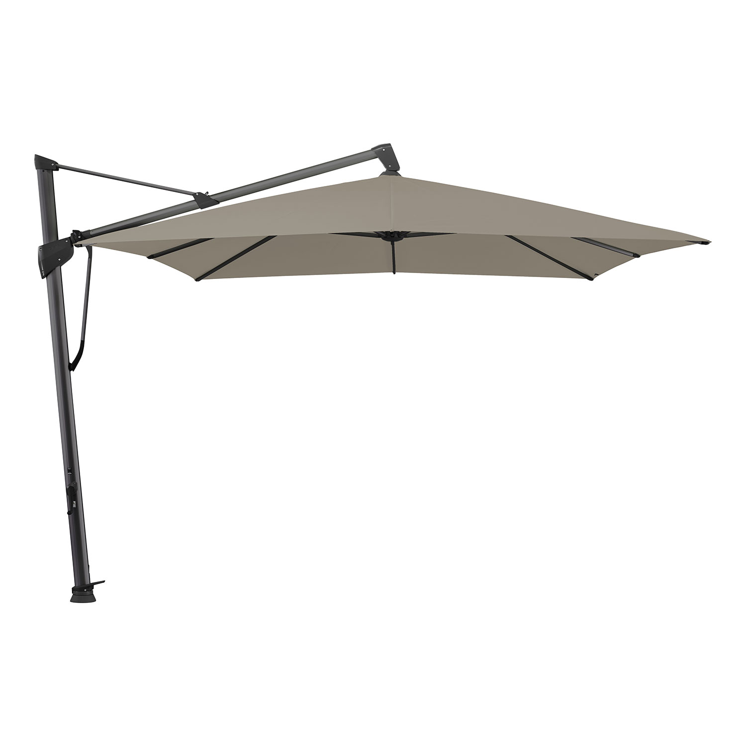 Sombrano S+ frihängande parasoll 300×300 cm kat.5 antracite alu / 611 sandstone Glatz