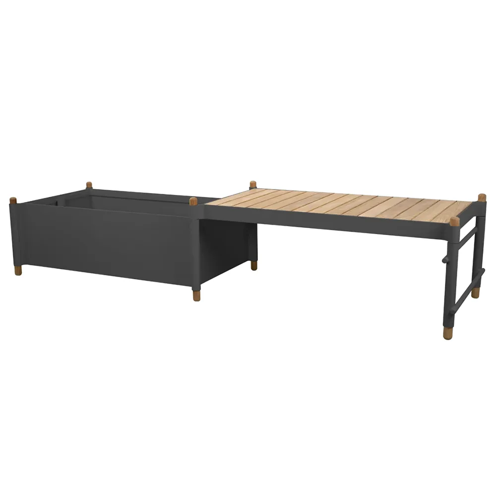 Sticks planter med bänk Teak/Grey