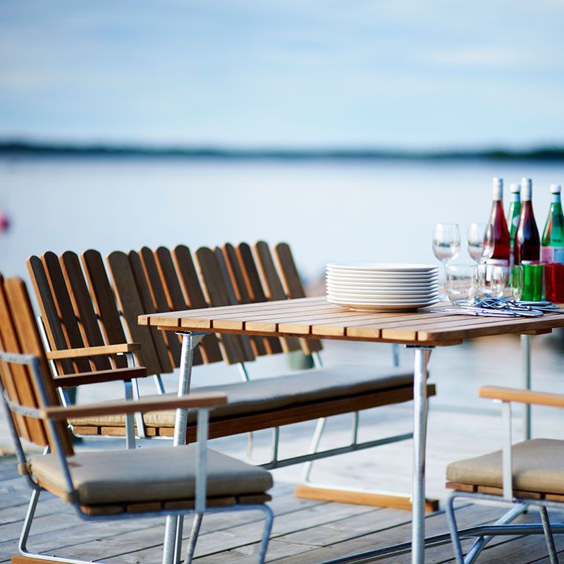 Bord 9A 100 Obehandlad Teak / Varmförzinkat Stativ