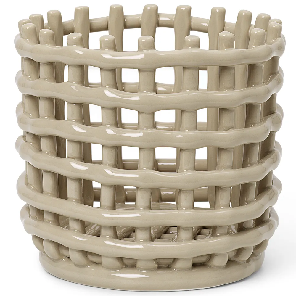 Produktfoto för Ferm Living - Ceramic Basket - Korg - Small - Cashmere - Ø16 x H14,5 cm