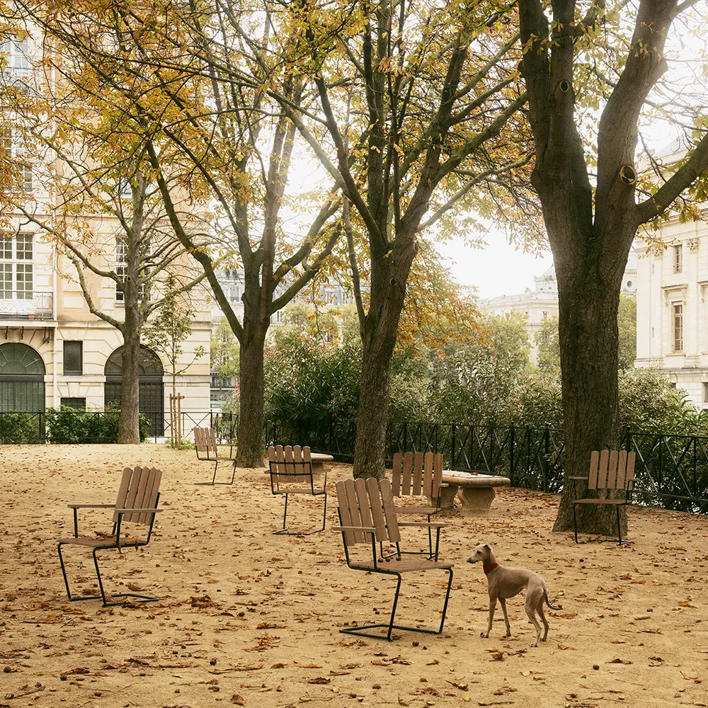 A2 Fåtölj Obehandlad Teak/Svart stativ
