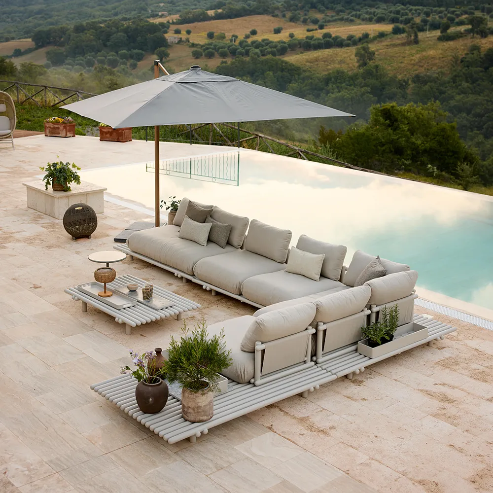 Sticks hörnsoffa Alu/desert sand