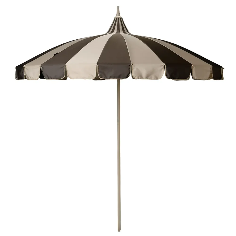 Parasoll Ø240 cm Beige/Brun randigt